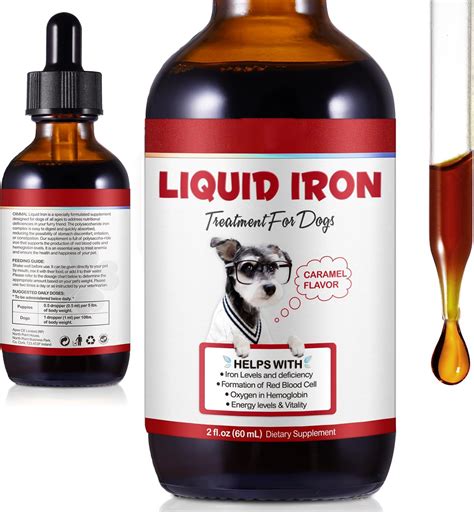 Iron Supplements for Dogs, Liquid Iron For Dogs with Folate and B12 Supports Anemia, Supplement ...