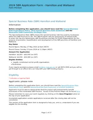Fillable Online 2024 Special Business Rate Application for Hamilton and ...