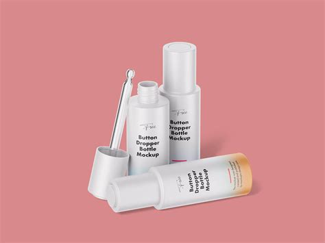 Free Push Button Dropper Bottle Mockup PSD Set - Good Mockups