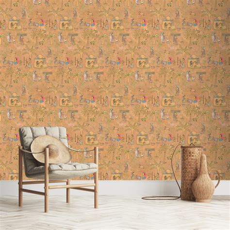 Mithila Indian Sujani Art Wallpaper | Life n Colors | Rusty Yellow