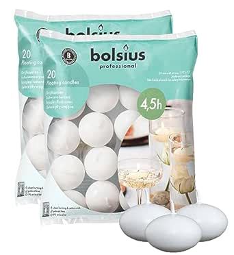 BOLSIUS Unscented Floating Candles - Set of 40 White Floating Candles ...