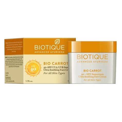 Buy Biotique Bio Carrot Ultra Soothing Face Cream SPF 40+ Sunscreen ...