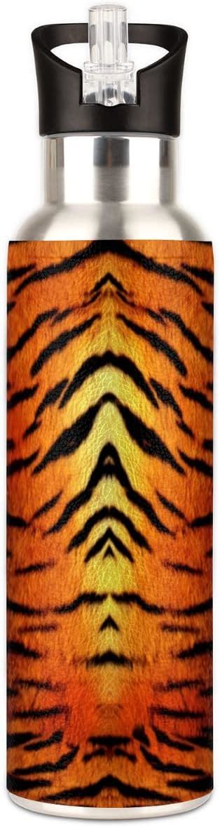 Buy Animal Tiger Skin Vacuum Insulated Straw Water Bottle 20 Ounce ...