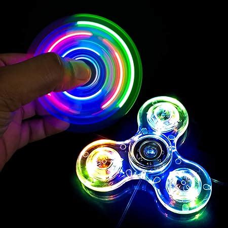 Toyden 1 Pieces Led Light Fidget Spinners, Crystal Finger Toy Gift for ...