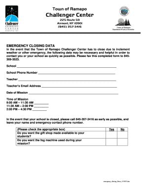 Fillable Online Emergency Closing Form Fax Email Print - pdfFiller