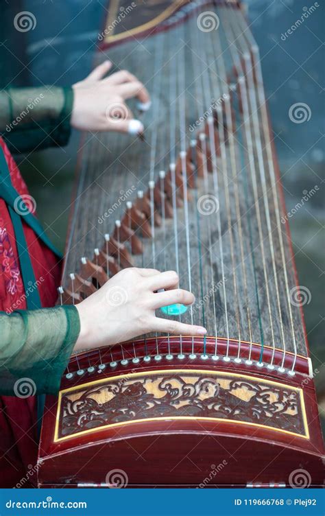 Woman Playing Guzheng Traditional Chinese Music Instrument Stock Photo ...