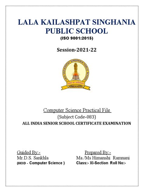 Practical File Computer Science Class 11 的图像结果