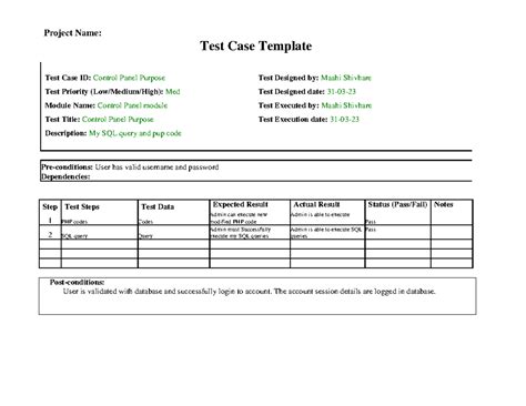 Testcasetemplatedoc - Regarding Ca - Project Name: Test Case Template ...