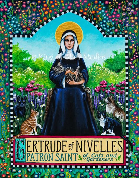 Saint Gertrude of Nivelles, Patron of Cats and Gardeners - 11 X 14 ...