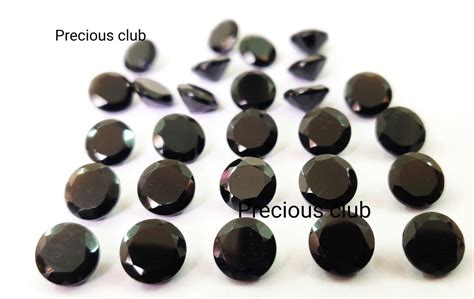Buy Natural Black Spinel 10mm Round Faceted Cut AAA Quality Loose Black ...