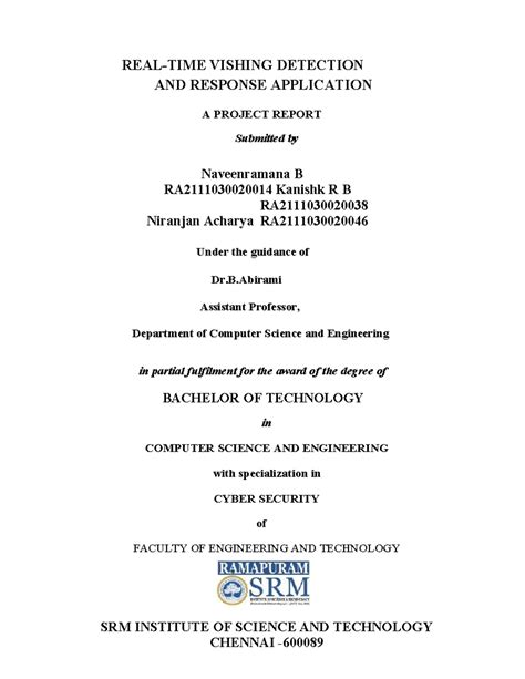 VISHING DETECTION AND RESPONSE SYSTEM: A B.Tech Project Report - Studocu