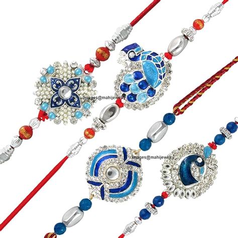 Mahi Set of 4 Rakhi for Brother with Meenakari Work for Rakshabandhan ...