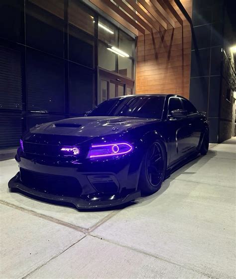 dodge charger srt all black hell cat purple ambient lighting | Dodge charger, Dodge muscle cars ...