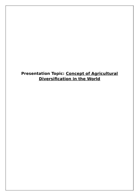 Agricultural Diversification - Content - Presentation Topic: Concept of ...