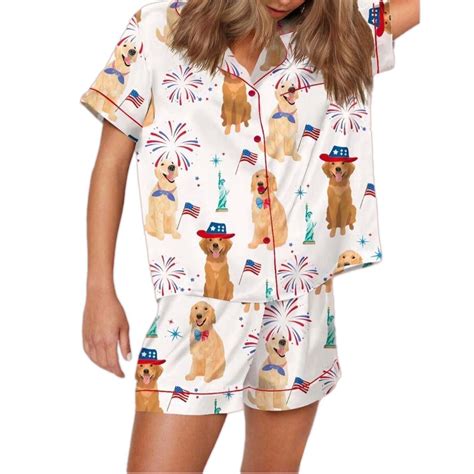 American Golden Retriever Pajama Set - teelands