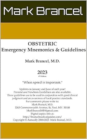 Obstetric Emergency Mnemonics and Guidelines: 2023, 4th Annual Edition ...
