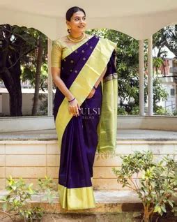 Bluish Purple Kanjivaram Silk Saree T649916