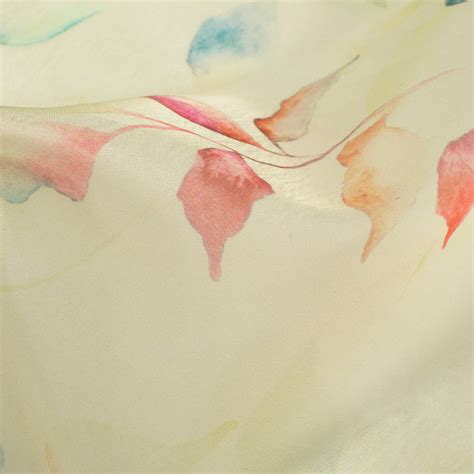 Mellow Yellow And Jam Purple Leaf Pattern Digital Print Organza Satin ...