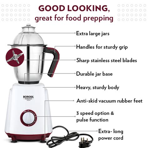 Buy Borosil Duramax Mixer Grinder 750 W, 3 Jars