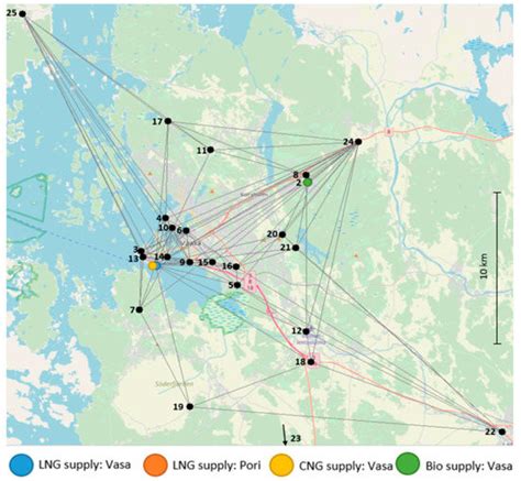 A Model of Optimal Gas Supply to a Set of Distributed Consumers