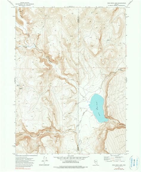 Classic USGS High Rock Lake Nevada 7.5'x7.5' Topo Map – MyTopo Map Store