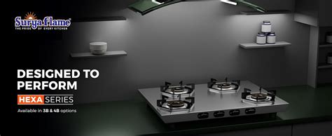 Surya Flame LPG Gas Stove 4 Burner Heavy Stainless steel Body 5G Burner ...