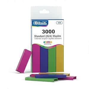 Standard (26/6) Metallic Color Staples - Pack of 3000 : Amazon.in ...