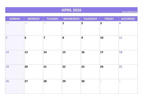 April 2026 Calendar - Free Printable With Holidays And Observances