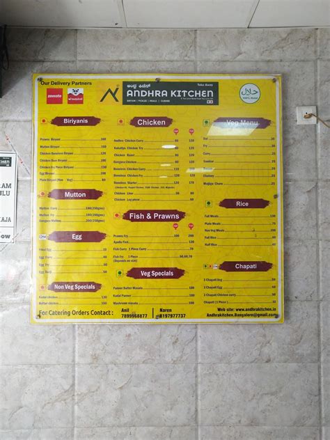 Menu at Andhra Kitchen, Bengaluru, WJF7+73J