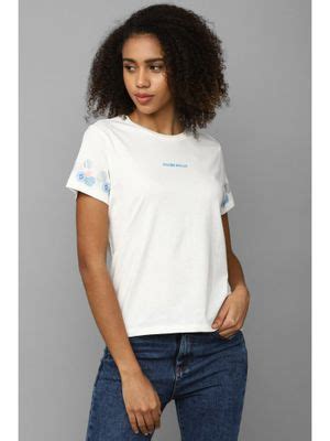 Buy Allen Solly Women White Graphic Print Casual T-Shirt Online