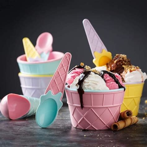 5321 Ice-Cream Waffle Spoon Bowel Cup Set | Premium — DeoDap
