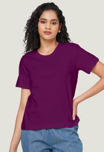 DHAGA Solid Women Round Neck Purple T-Shirt - Buy DHAGA Solid Women ...