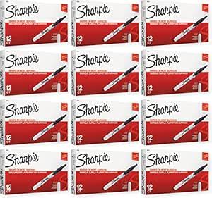 Sharpie 32701 Retractable Permanent Markers, Fine Point, Black, 144 ...