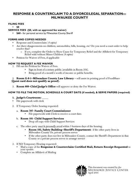 2016-2026 Form WI Response & Counterclaim to a Divorce/Legal Separation ...