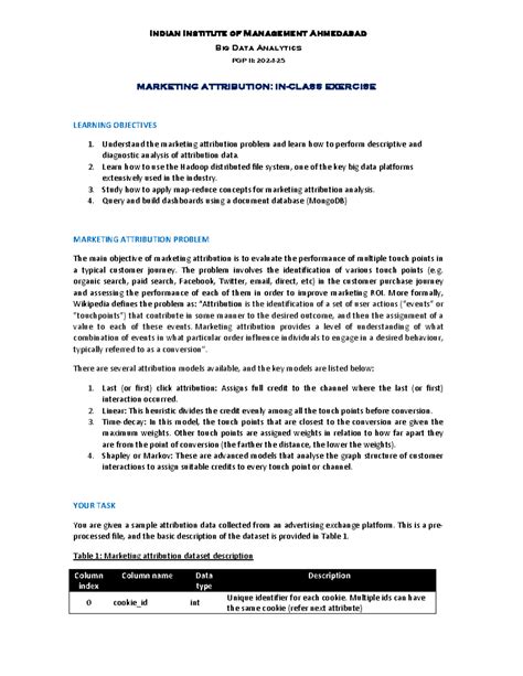 Hadoop Marketing Attribution - In Class Exercise - Indian Institute of ...