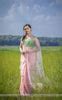 Angela Baby Pink Silk-Crepe & Net Hand-Embroidered Ribbonwork Saree ...