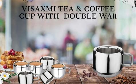 Buy VISAXMI® Tea & Coffee Cups| Stainless Steel Double Wall Cup| Small ...