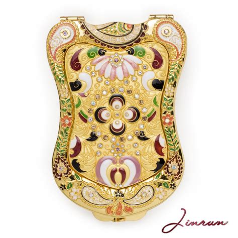 Jinvun Golden Make-up Mirror Antique Shield Vintage Compact Purse ...
