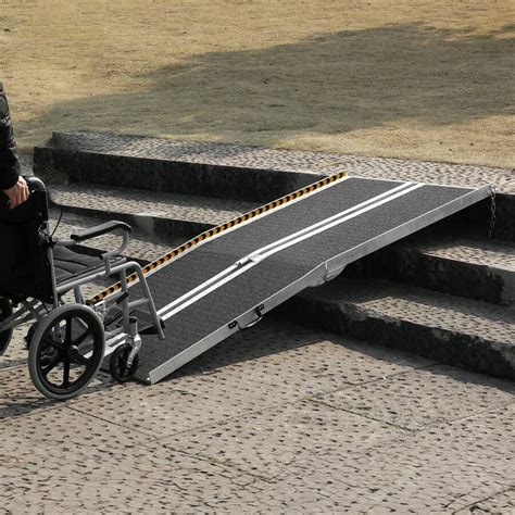 Portable Wheelchair Ramp, 800 Lbs Capacity, Non-Slip Aluminum Folding ...