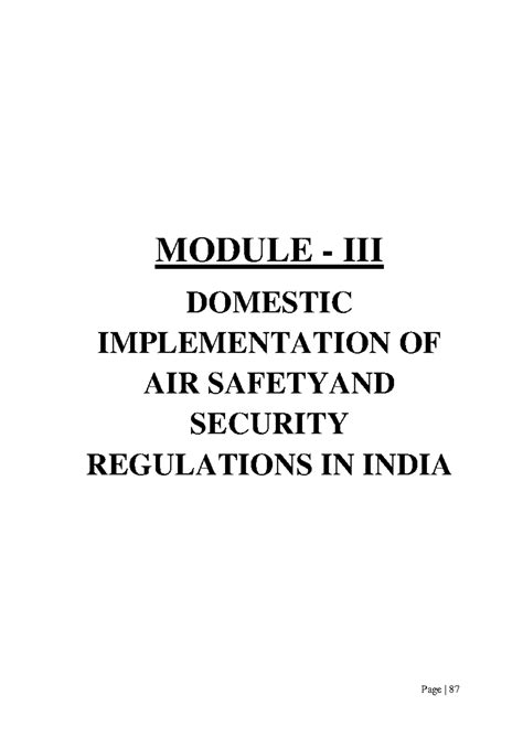 MODULE: DOMESTIC IMPLEMENTATION OF AIR SAFETY & SECURITY REGULATIONS IN ...