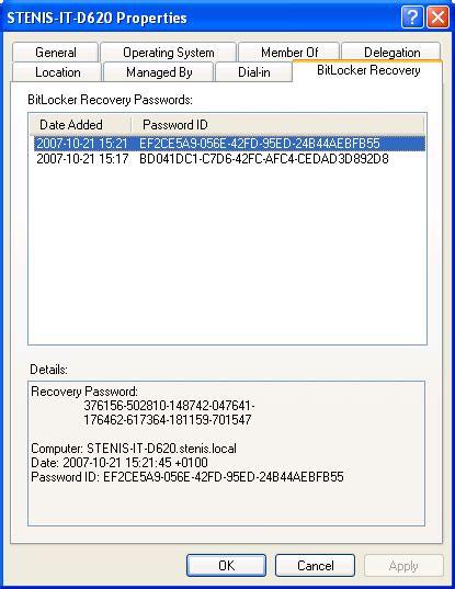 Active Directory BitLocker Recovery 的图像结果