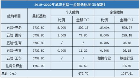 最新公布！2019-2020年武汉五险一金缴纳比例基数及最低标准_社保政策_沃保保险网