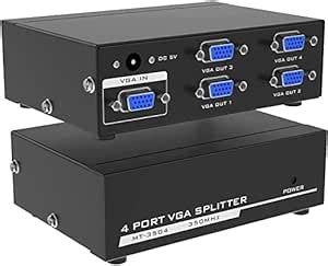 HiperAds VGA Splitter 1 in 4 Out, Multiple Monitors Share One Computer ...