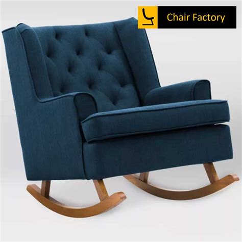 TRIBULANT LC2 Blue Upholstered Black Rocking Chair | Chair Factory
