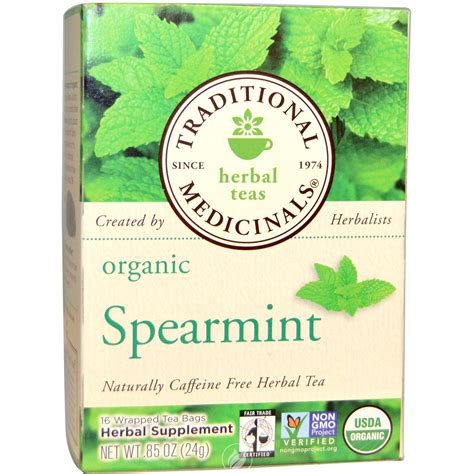Organic Spearmint Tea 16 Bags by Traditional Medicinals Teas, Pack of 2 ...