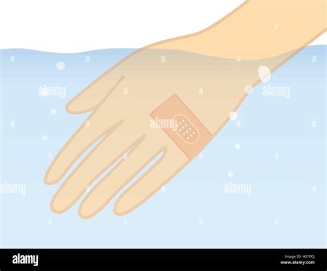 Hand in the water with stick waterproof bandage plaster Stock Vector ...