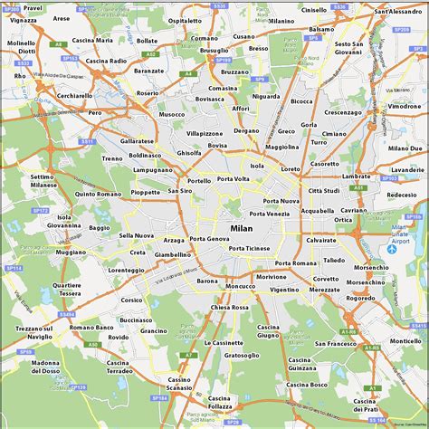 Map Of Milan With Major Places Sights