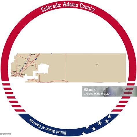 Map Of Adams County In Colorado Usa Arranged In A Circle Stock ...