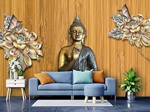 999STORE Designer Beautiful 3D Lord Buddha Sitting and Flower Butterfly ...