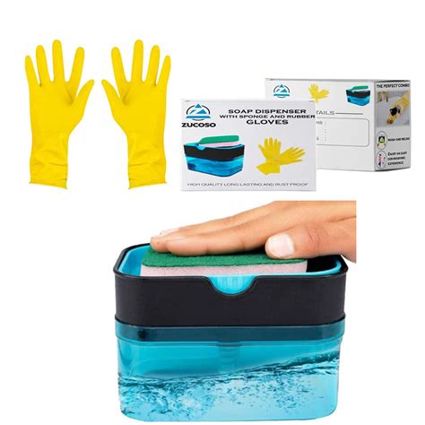 Zucoso Soap Dispenser with Hand Gloves, Liquid Soap Dispenser, Soap ...